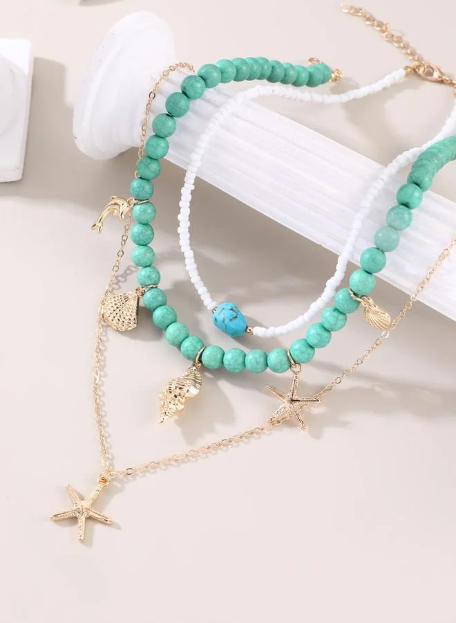 تايك تو طقم 3 قطع عقود خرز بدلايات محيط